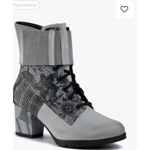 Maciejka Brown Leather Ankle Boots Fleece Lining Side Zip Patchwork Look US 7